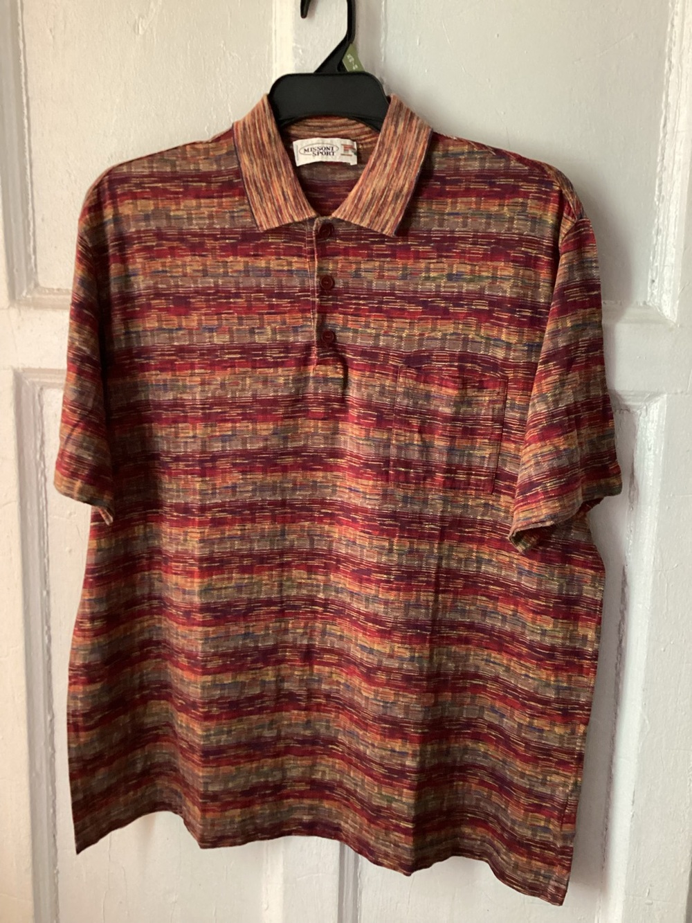 Missoni Sports Red Multicolor Striped Knit Polo
